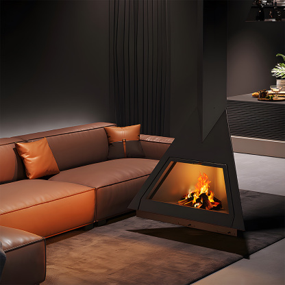 Triangular Suspended Wood Burning Fireplace Ash 4-Hearthartsinn