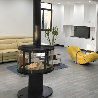 Modern Indoor Round Glass Real Fire Fireplace Ember 3-Hearthartsinn