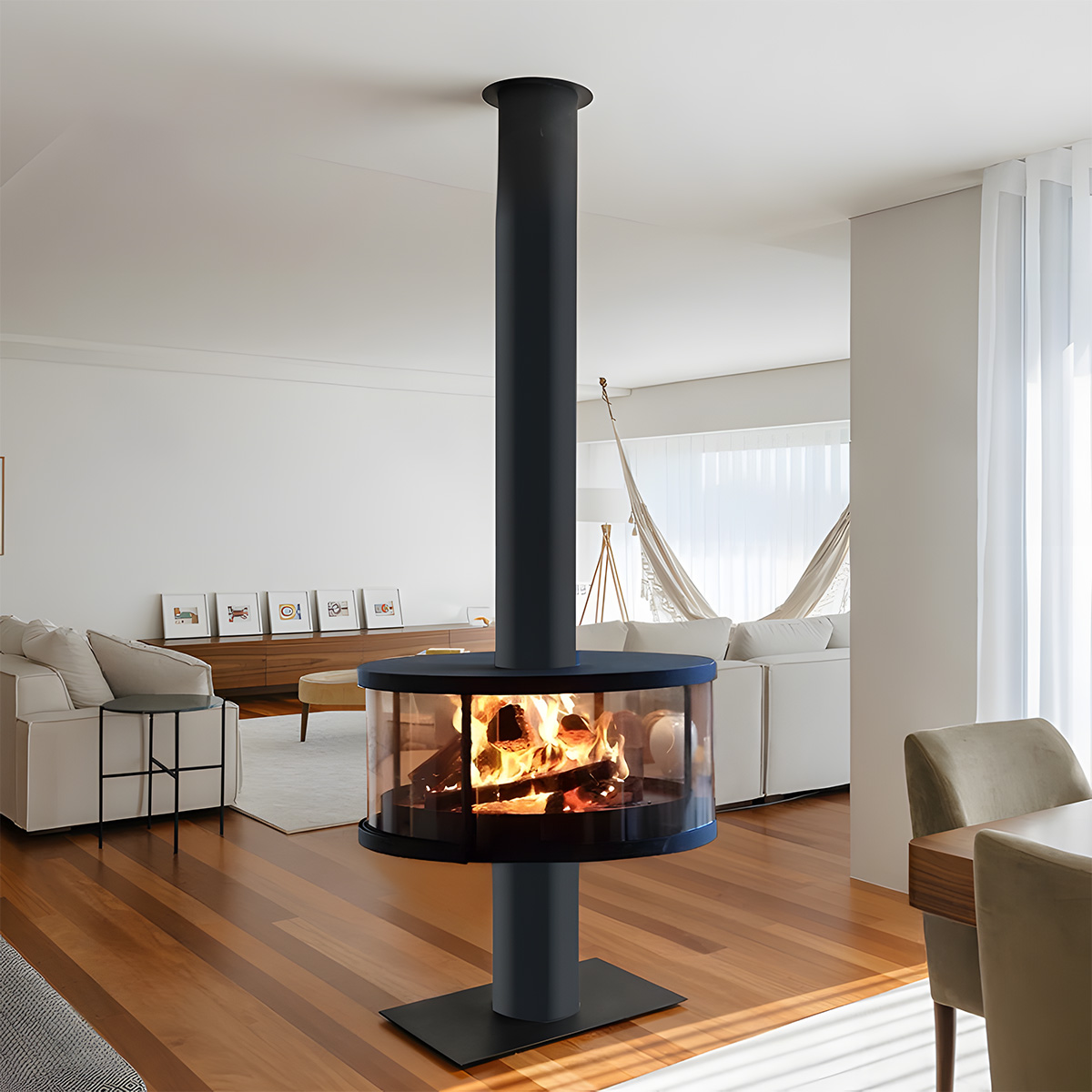 Modern Indoor Round Glass Real Fire Fireplace Ember 3-Hearthartsinn