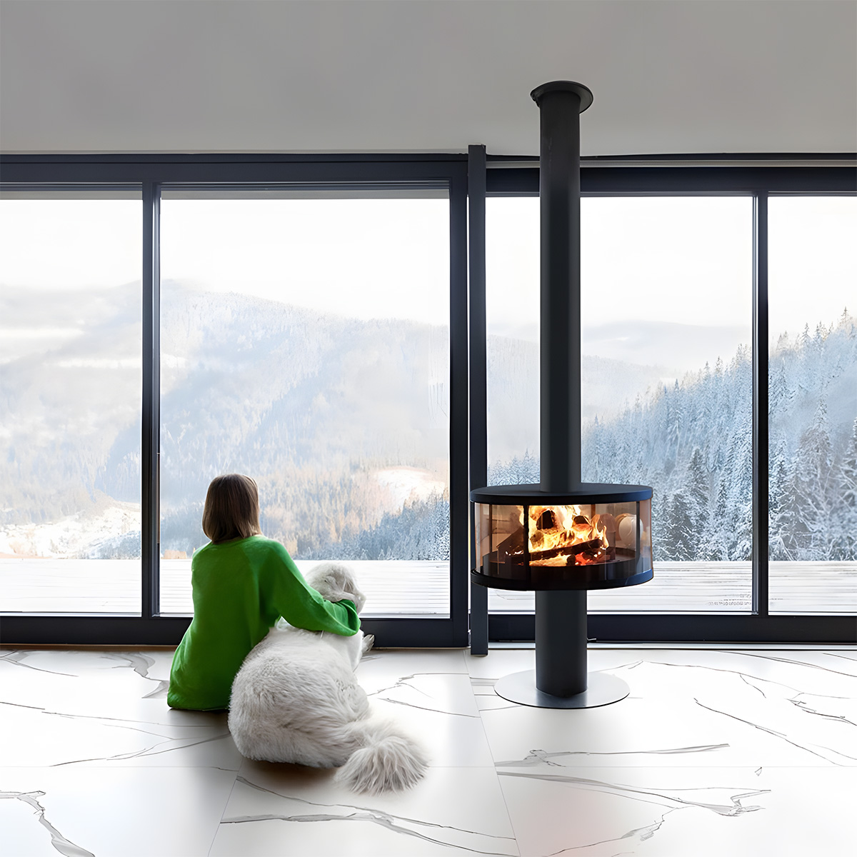 Modern Indoor Round Glass Real Fire Fireplace Ember 3-Hearthartsinn