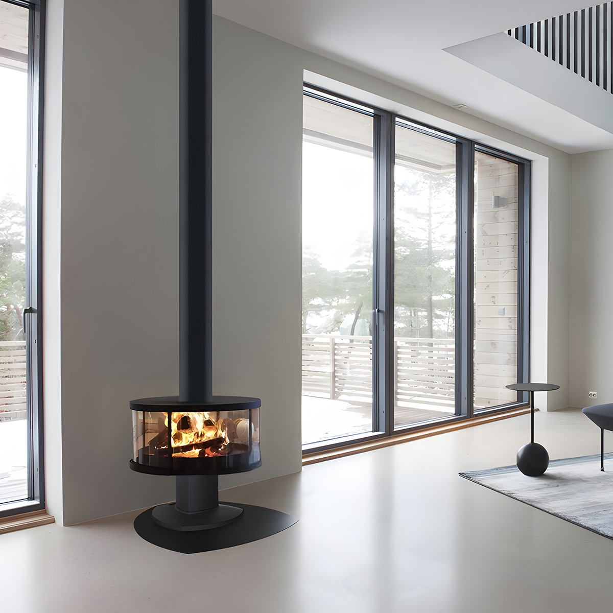 Modern Indoor Round Glass Real Fire Fireplace Ember 3-Hearthartsinn