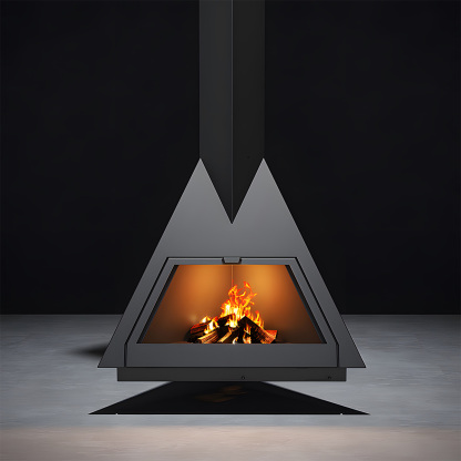 Triangular Suspended Wood Burning Fireplace Ash 4-Hearthartsinn