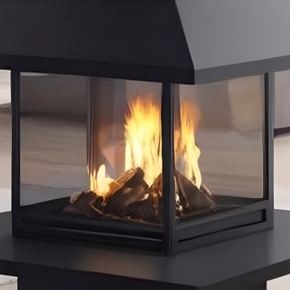 Square Floor-standing Wood-burning Fireplace with Countertop Ash3-Hearthartsinn