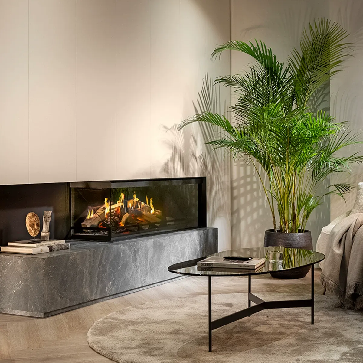 Built-In 3-Sided Holographic Fireplace with Simulated Flame Glimmer 5