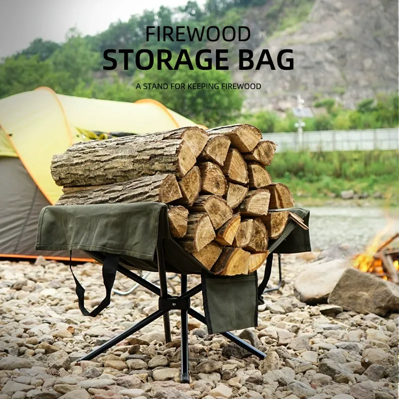 Foldable Aluminum Firewood Storage Rack-Hearthartsinn