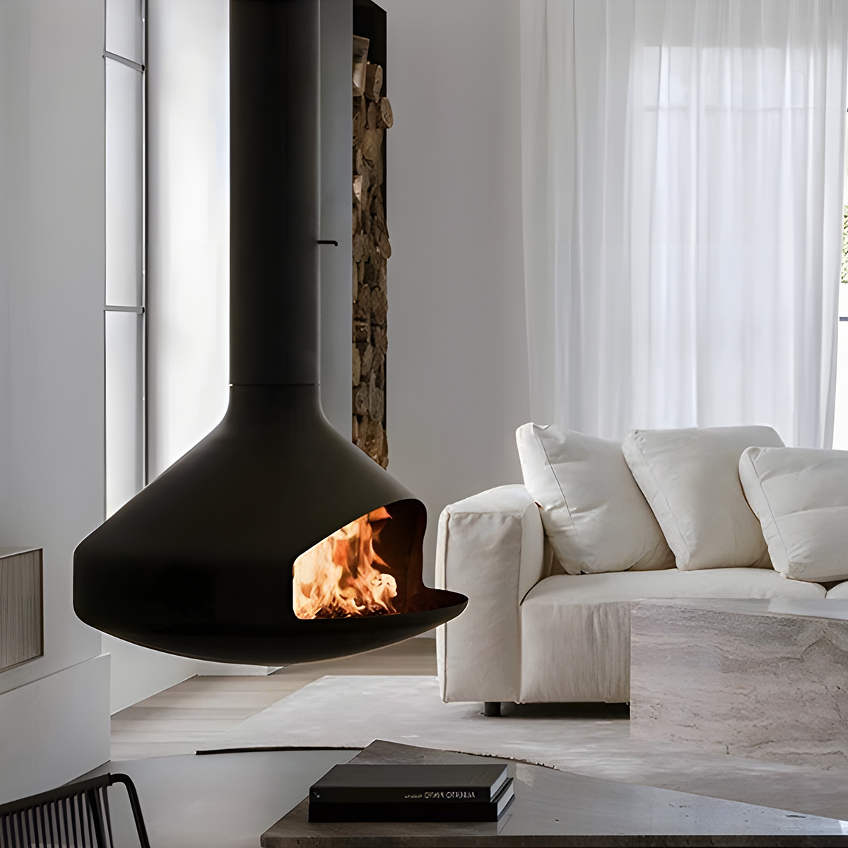 Luxury Hanging Trumpet-Shaped Real Fire Fireplace Shine 2-Hearthartsinn