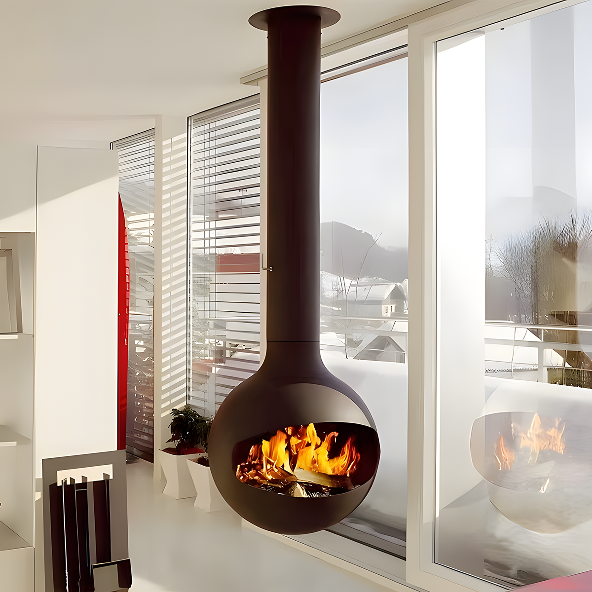 Luxury Hanging Spherical Real Fire Fireplace Shine 3-Hearthartsinn