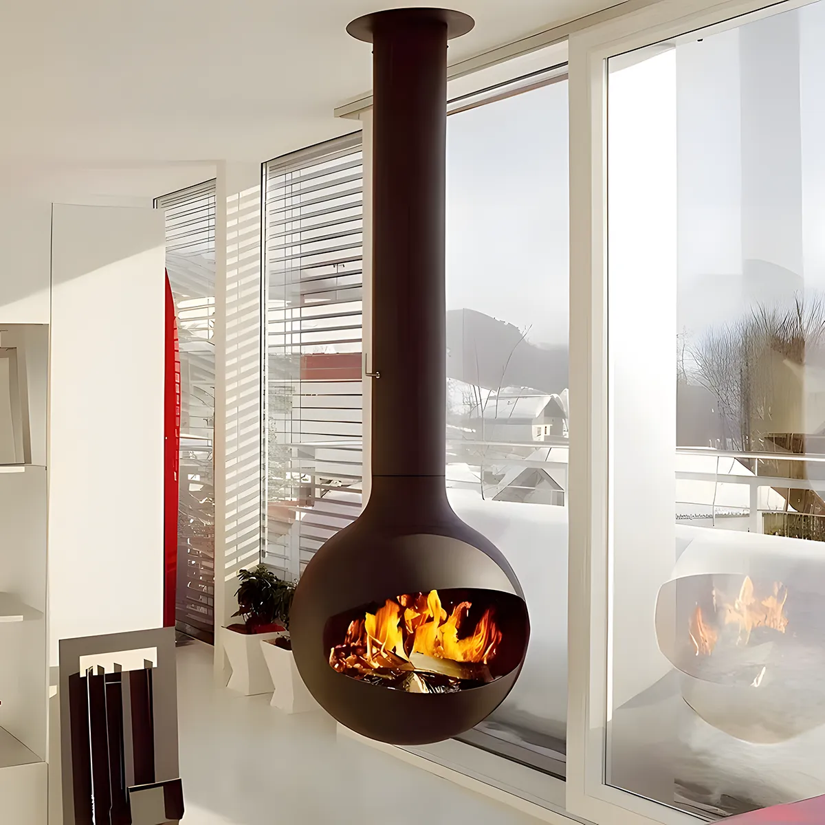 Luxury Hanging Spherical Real Fire Fireplace Shine 3-Hearthartsinn