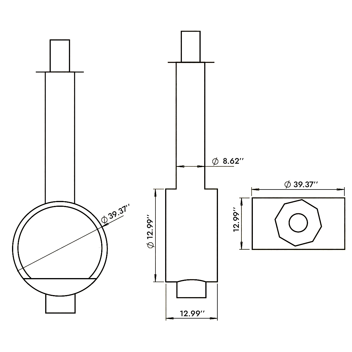 Artistic Ring Suspended Wood Burning Fireplace Ash 1-Hearthartsinn