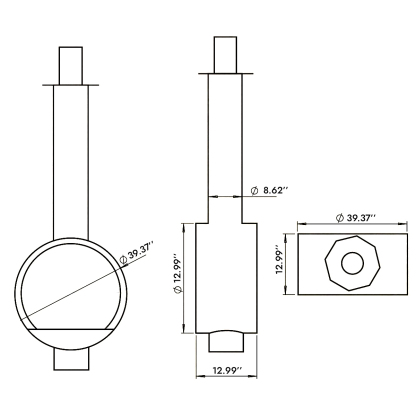 Artistic Ring Suspended Wood Burning Fireplace Ash 1-Hearthartsinn