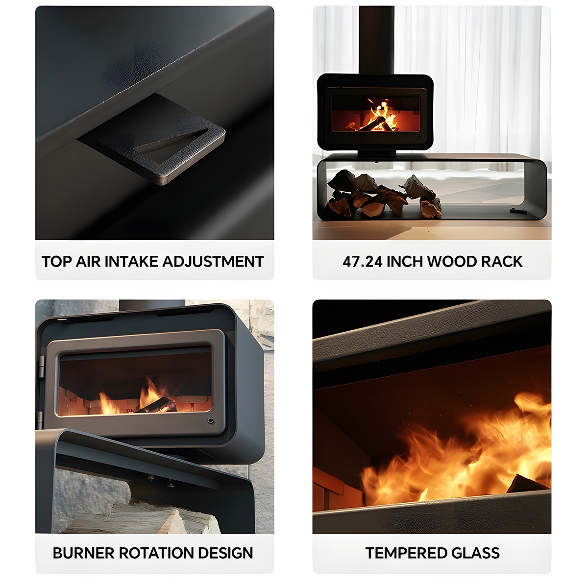 Simple Rotating Wood Burning Fireplace Wood Stove Ember 4-Hearthartsinn