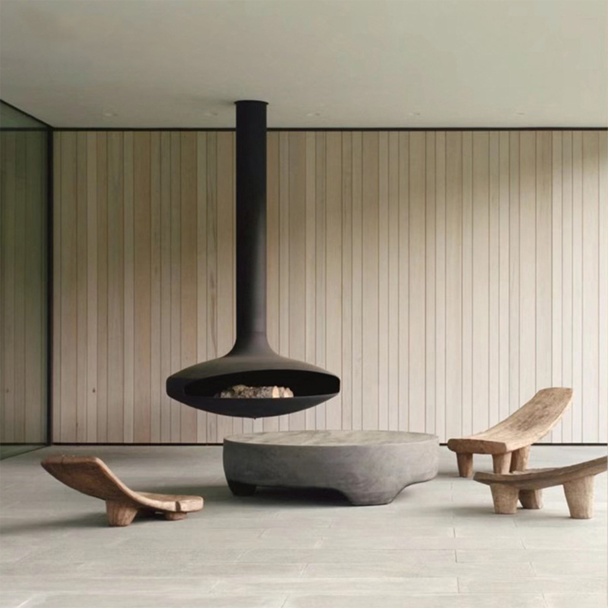 Luxury Hanging Disc-Shaped Real Fire Fireplace Shine 1-Hearthartsinn