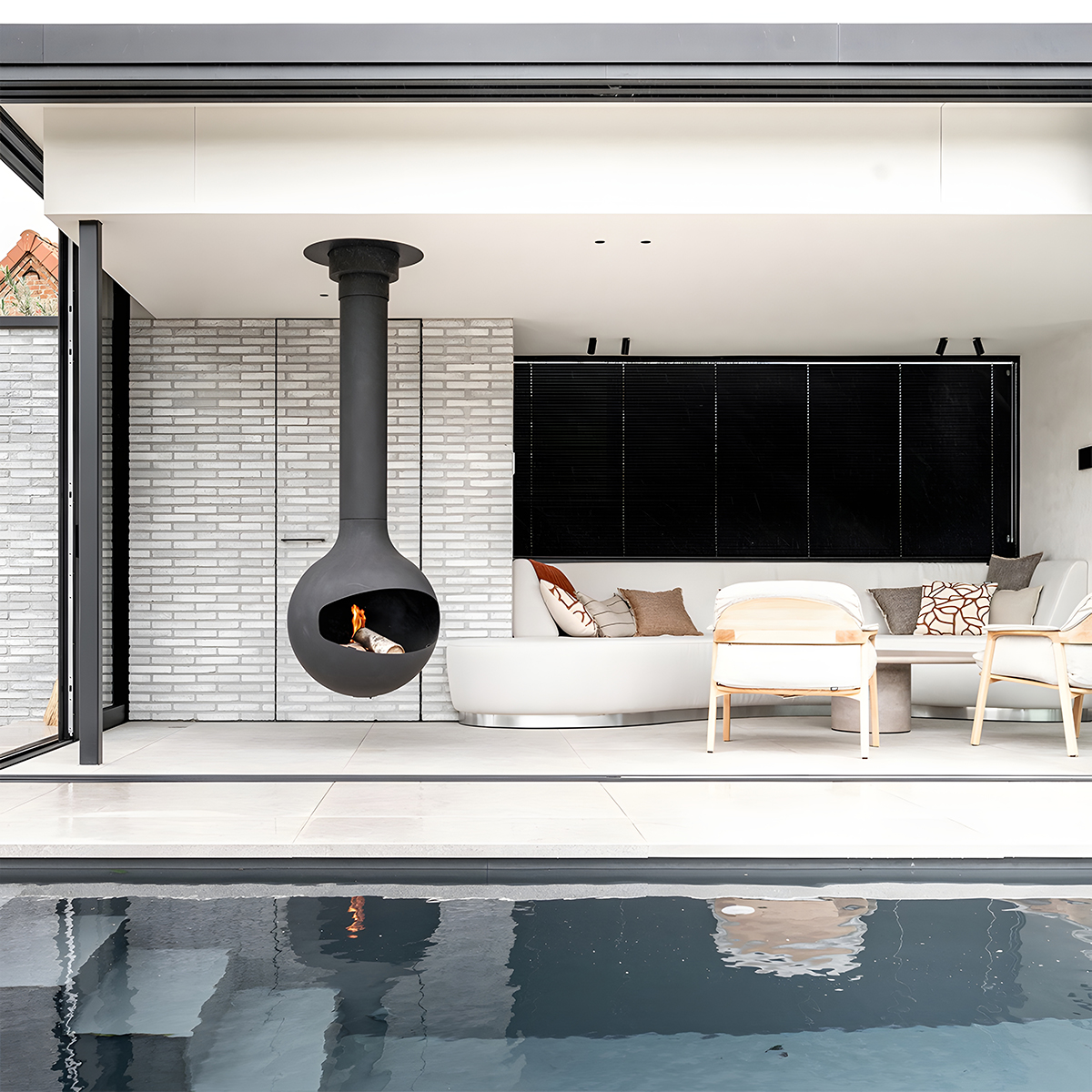 Luxury Hanging Spherical Real Fire Fireplace Shine 3-Hearthartsinn