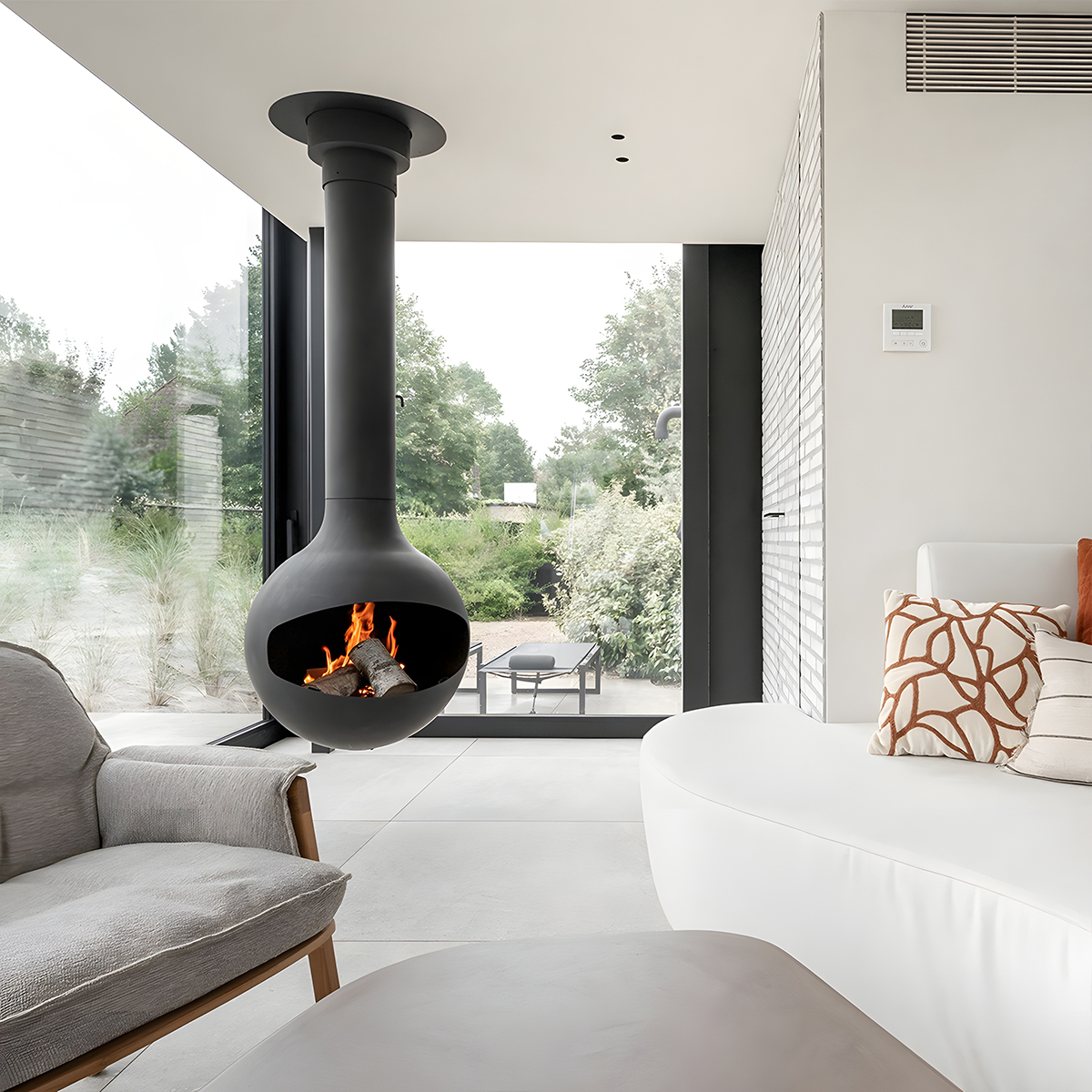 Luxury Hanging Spherical Real Fire Fireplace Shine 3-Hearthartsinn