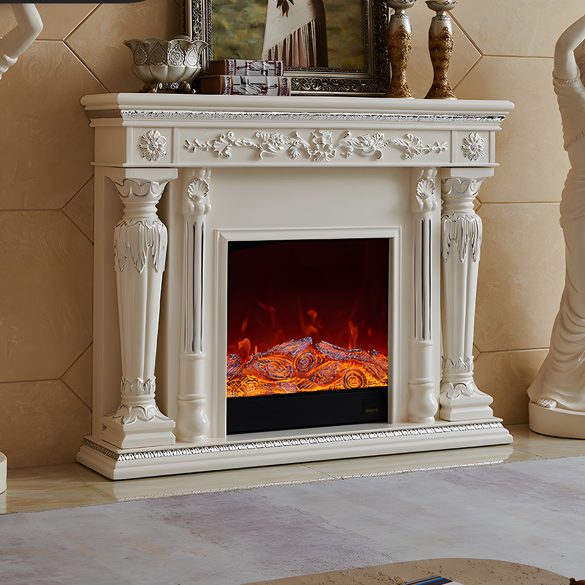 European Style Electronic Fireplaces Wooden Aurora 6-Hearthartsinn
