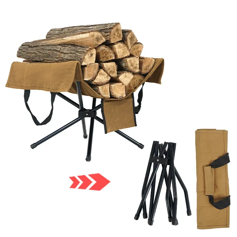 Foldable Aluminum Firewood Storage Rack-Hearthartsinn