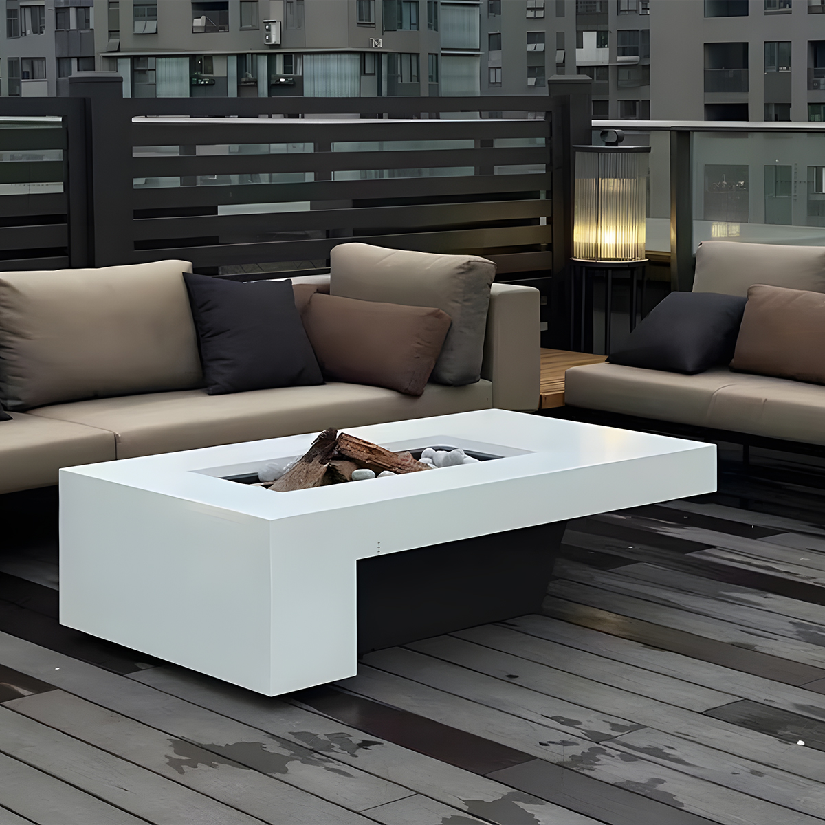 Stainless Steel Concrete Finish Gas Fire Pit Volcano 10-Hearthartsinn