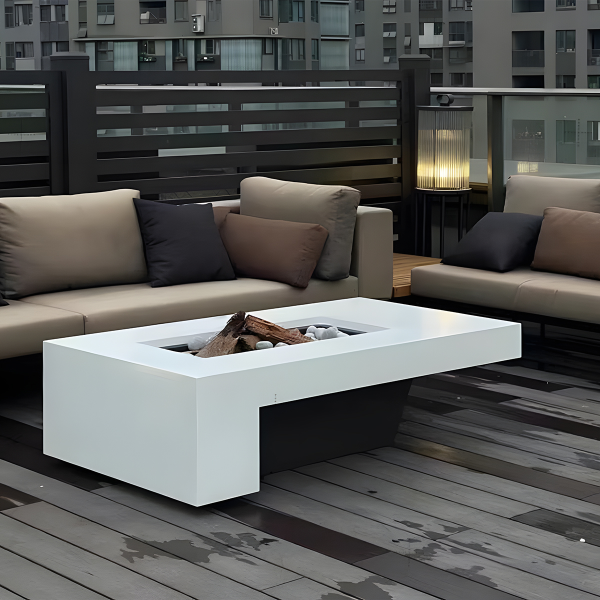 Stainless Steel Concrete Finish Gas Fire Pit Volcano 10-Hearthartsinn