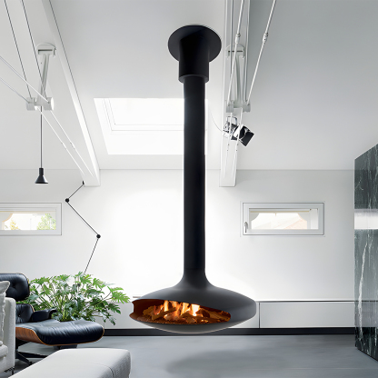 Luxury Hanging Disc-Shaped Real Fire Fireplace Shine 1