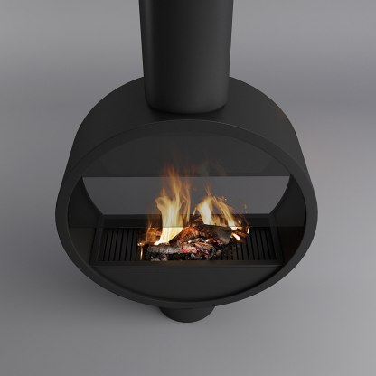 Artistic Ring Suspended Wood Burning Fireplace Ash 1-Hearthartsinn