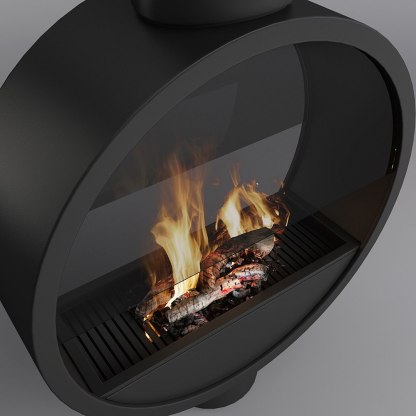 Artistic Ring Suspended Wood Burning Fireplace Ash 1-Hearthartsinn