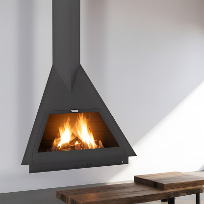 Triangular Suspended Wood Burning Fireplace Ash 4-Hearthartsinn
