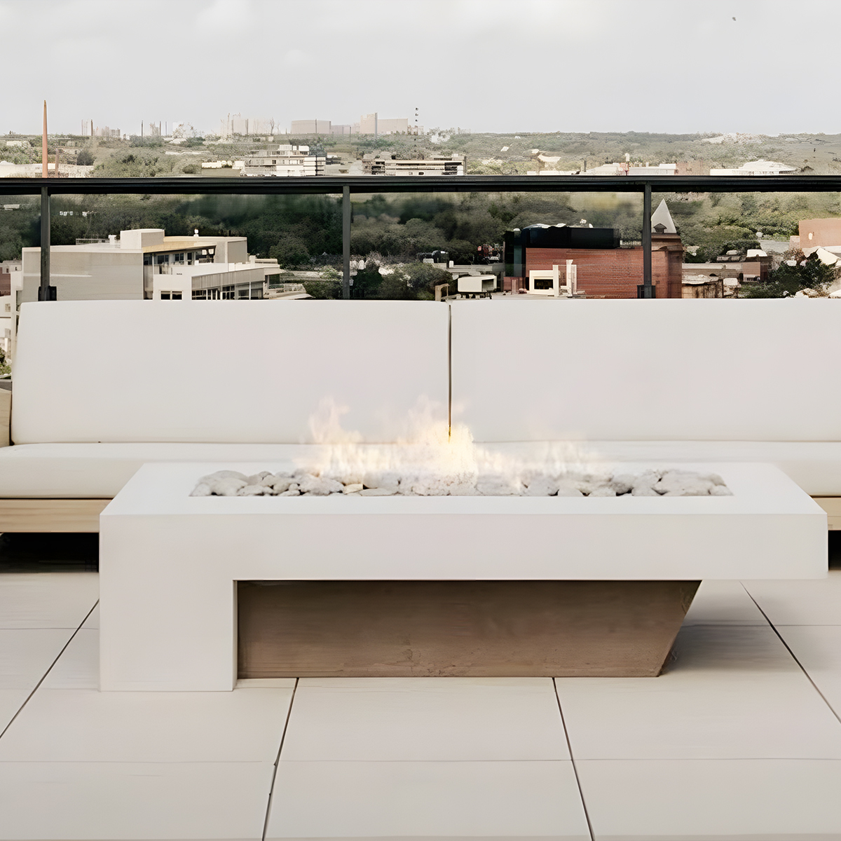 Stainless Steel Concrete Finish Gas Fire Pit Volcano 10-Hearthartsinn