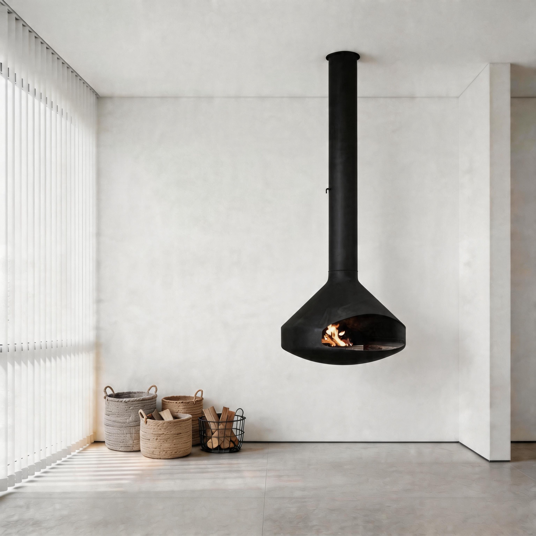 Luxury Hanging Trumpet-Shaped Real Fire Fireplace Shine 2