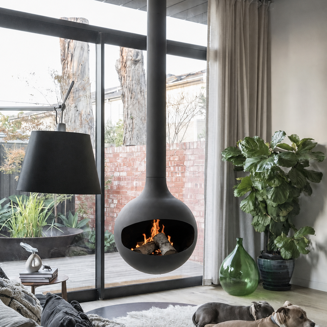 Luxury Hanging Spherical Real Fire Fireplace Shine 3