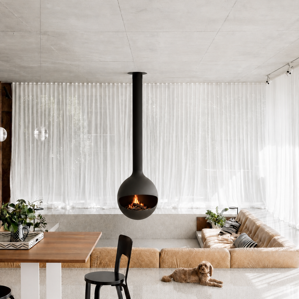 Luxury Hanging Spherical Real Fire Fireplace Shine 3