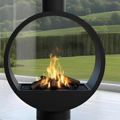 Artistic Ring Suspended Wood Burning Fireplace Ash 1-Hearthartsinn