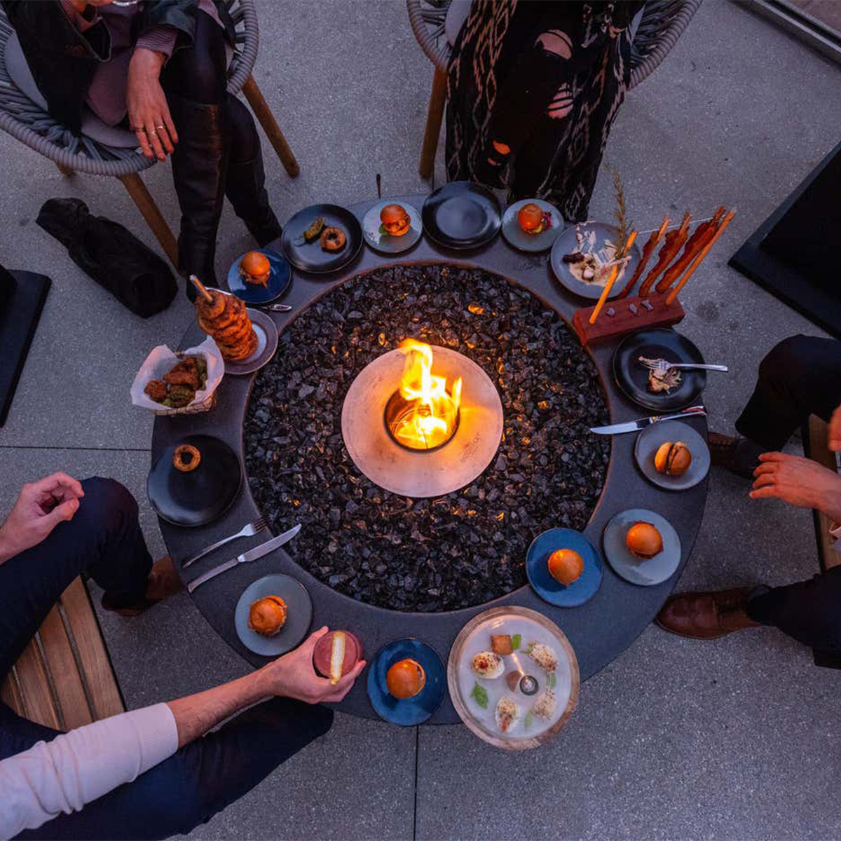 Metal Concrete Stepped Gas Fire Pit Volcano 12-Hearthartsinn