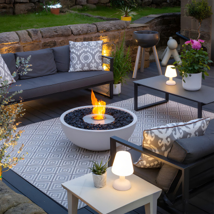 Metal Cement Finish Bowl Shape Gas Fire Pit Volcano 11-Hearthartsinn