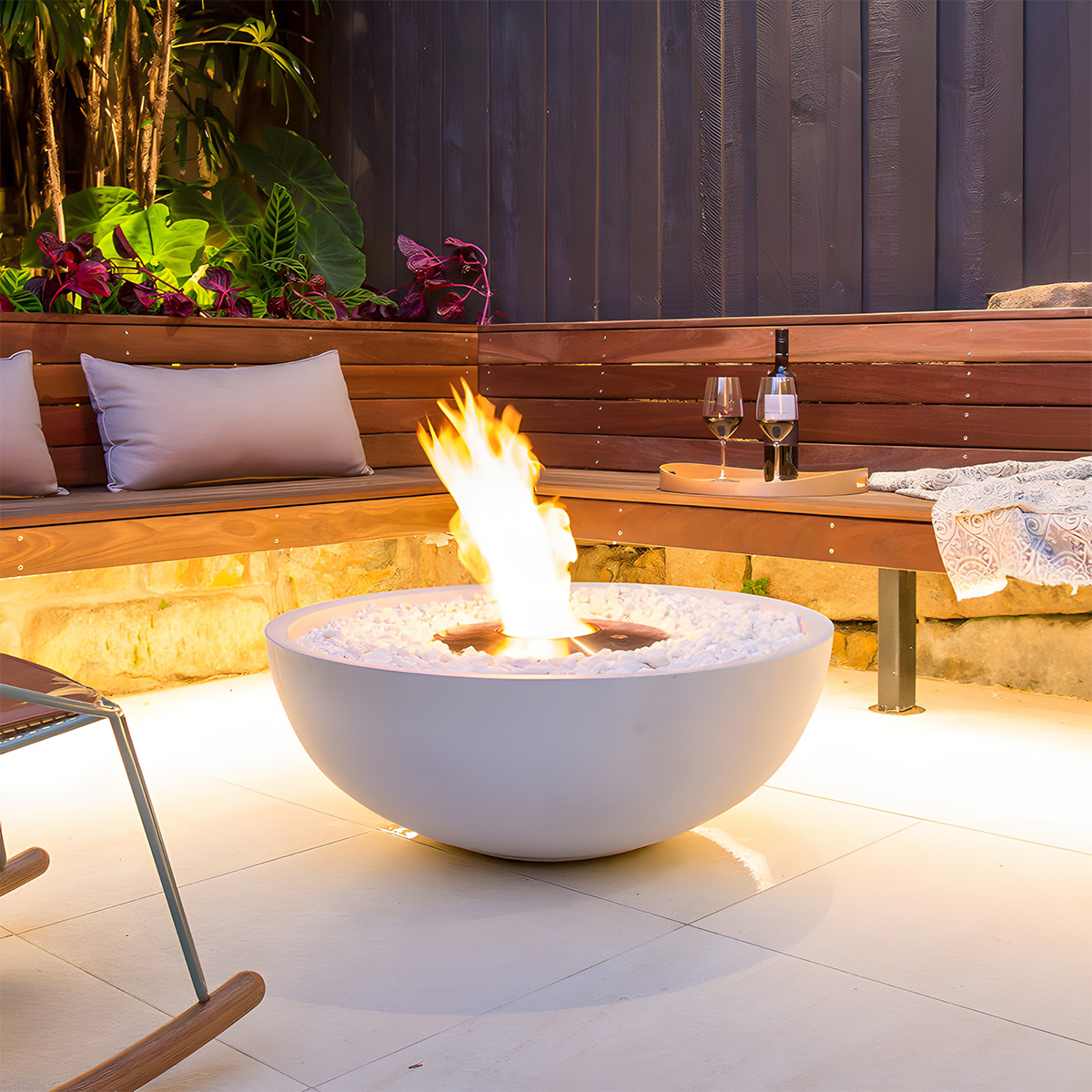 Metal Cement Finish Bowl Shape Gas Fire Pit Volcano 11-Hearthartsinn