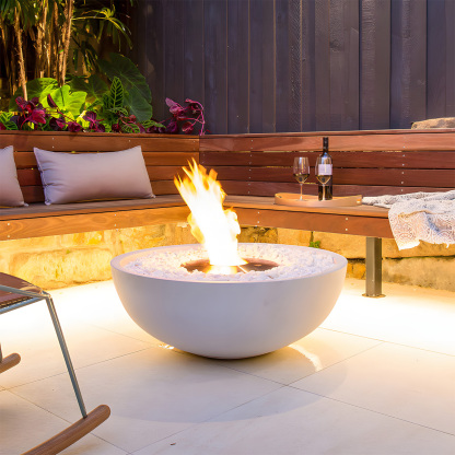 Metal Cement Finish Bowl Shape Gas Fire Pit Volcano 11-Hearthartsinn