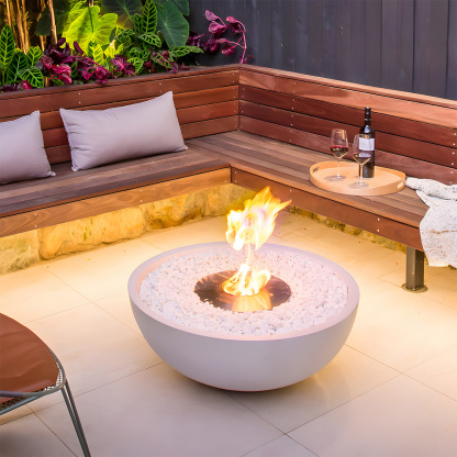 Metal Cement Finish Bowl Shape Gas Fire Pit Volcano 11-Hearthartsinn