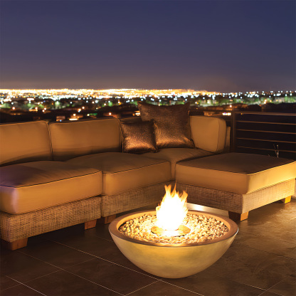 Metal Cement Finish Bowl Shape Gas Fire Pit Volcano 11-Hearthartsinn