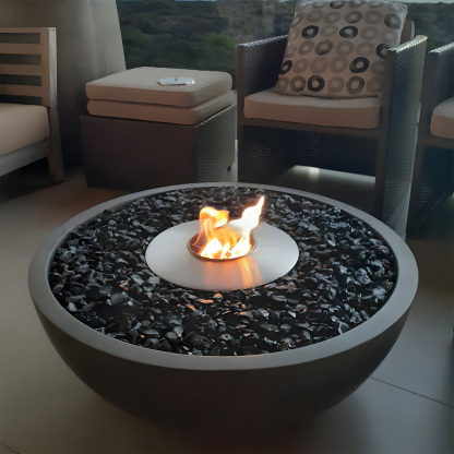 Metal Cement Finish Bowl Shape Gas Fire Pit Volcano 11-Hearthartsinn