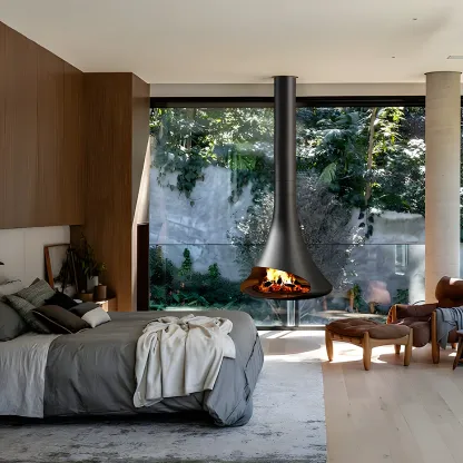 Luxury Suspended Trumpet Curved Fireplace Shine 4-Hearthartsinn