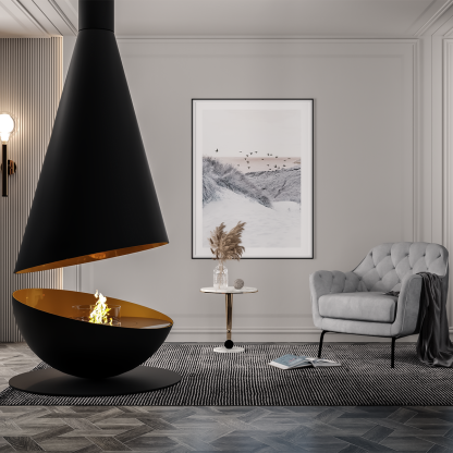 Luxury Hemispherical Suspended Fireplace Shine 7