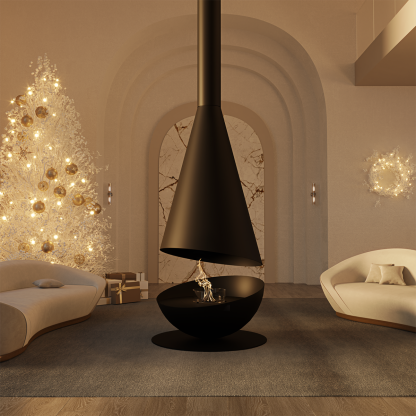 Luxury Hemispherical Suspended Fireplace Shine 7