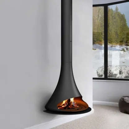 Luxury Suspended Trumpet Curved Fireplace Shine 4-Hearthartsinn