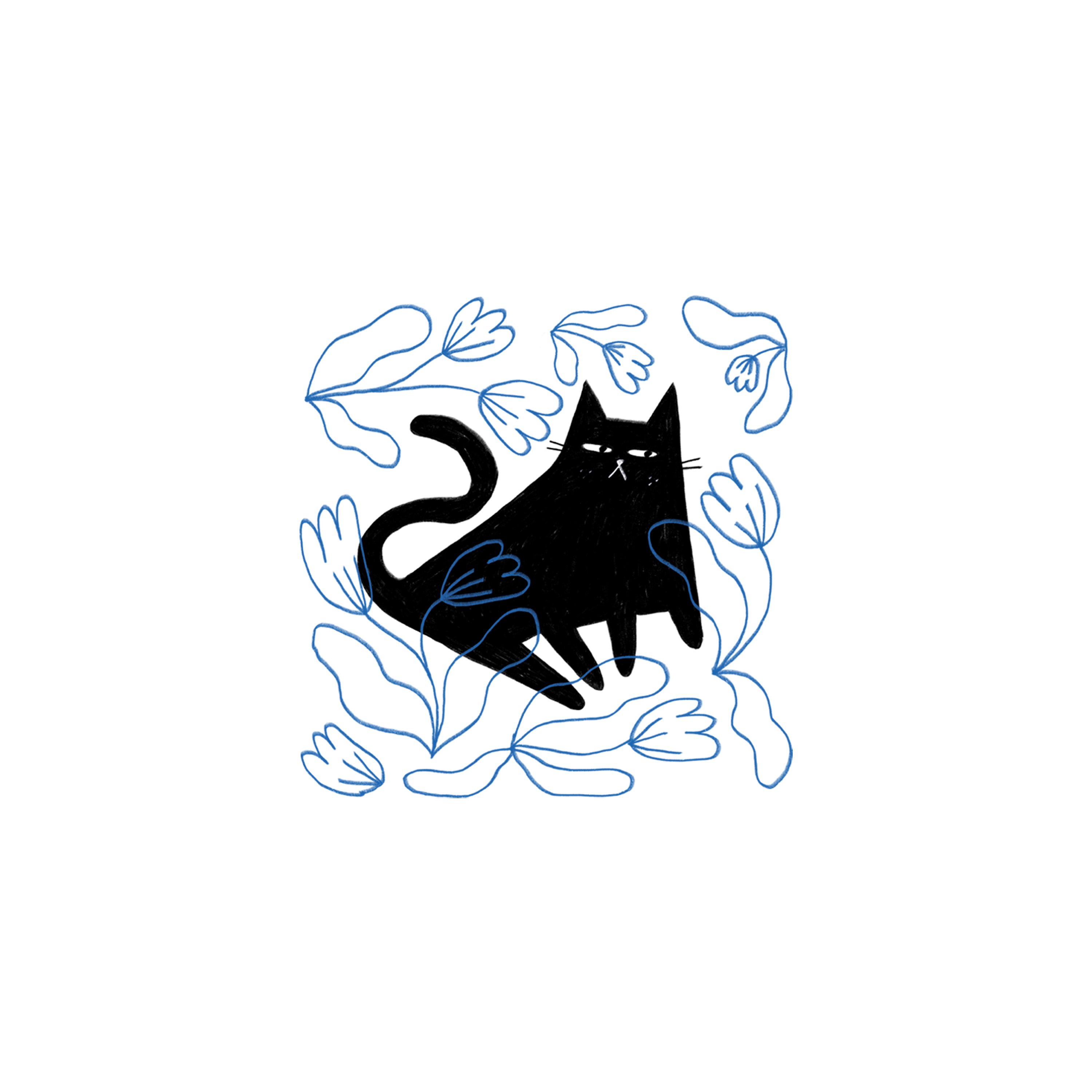 Blue Garden Kitty Tattoo-Tattoo Cultures
