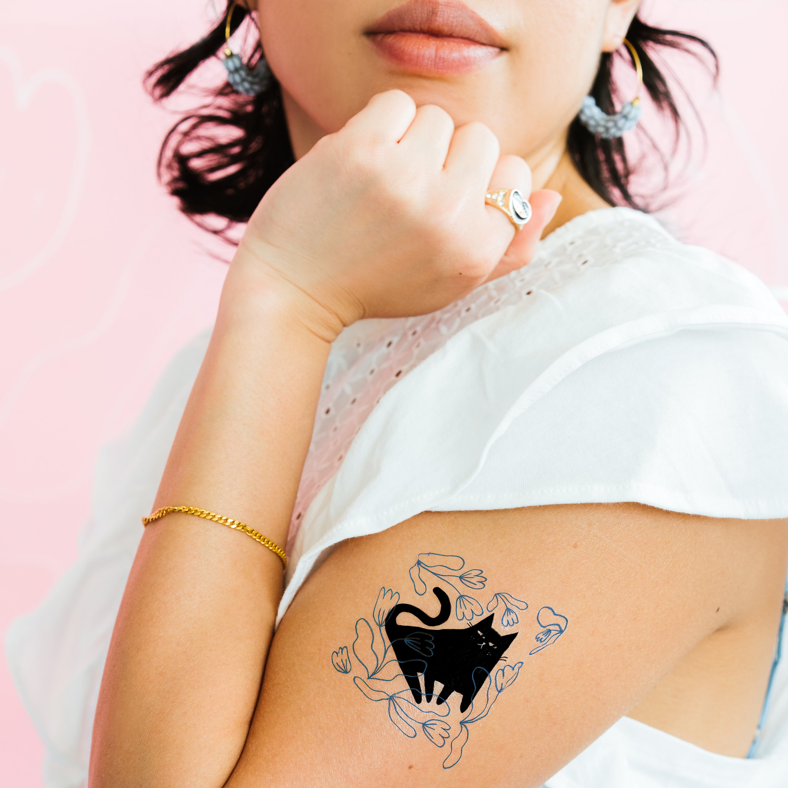 Blue Garden Kitty Tattoo-Tattoo Cultures