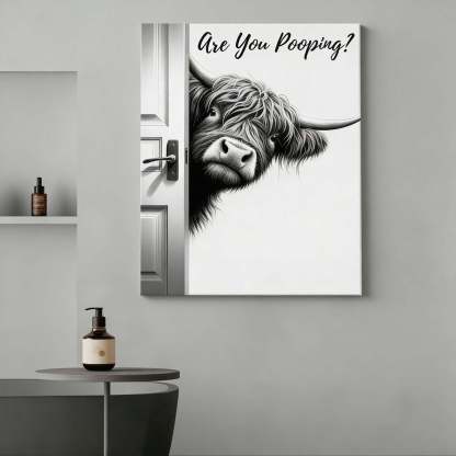 Vintage Highland Cow - D581 - Gallery Wrapped Canvas Prints