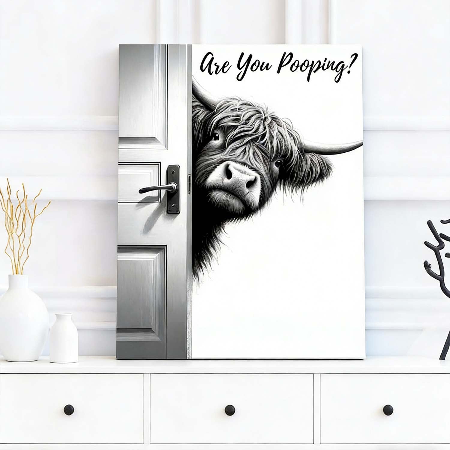 Vintage Highland Cow - D581 - Gallery Wrapped Canvas Prints