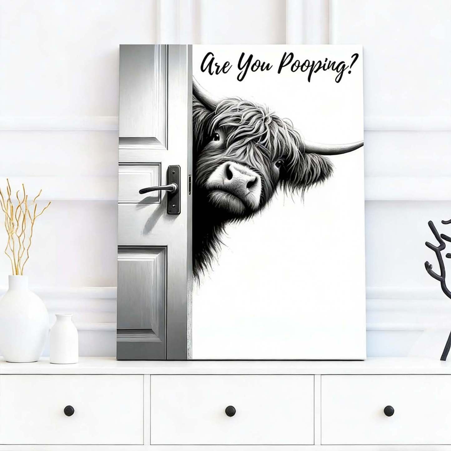 Vintage Highland Cow - D581 - Gallery Wrapped Canvas Prints