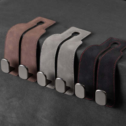 Twin Hook Leather Car Headrest Hangers