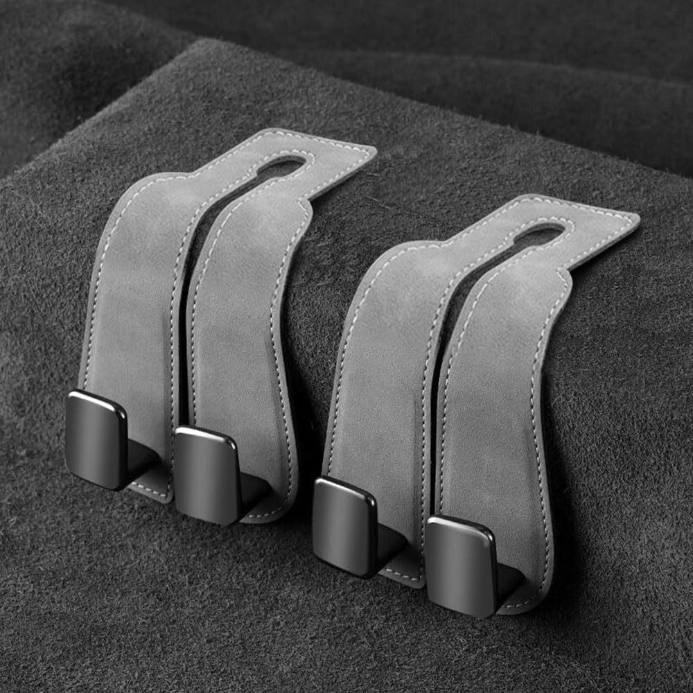 Twin Hook Leather Car Headrest Hangers