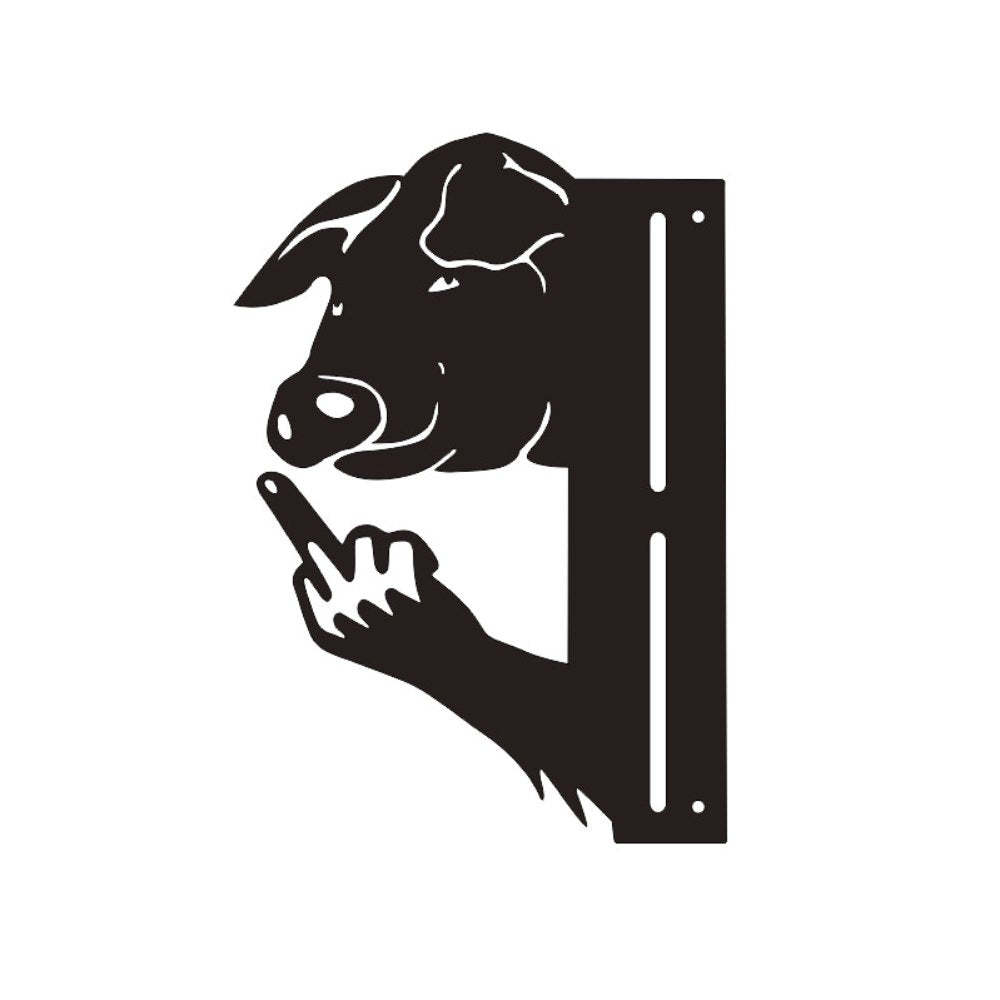 Peeping Middle Finger Animal Metal Sign - Yard Art Decor